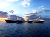 Cunard Fleet Four Ship Twilight Original Landscape